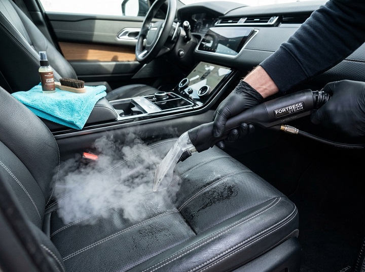 Clinical high temperature dry vapor cabin sanitization and leather hydration processing inside Loudoun County VA